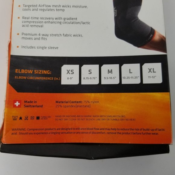 Shock Dr Elbow SVR Support Compression Sleeve L 10.25" - 11.25" Black Swiss NEW - Picture 7 of 10